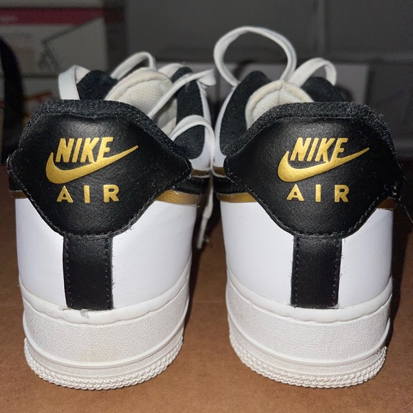 NIKE AIRFORCE 1’S White, Black, Gold - Picture 2 of 5